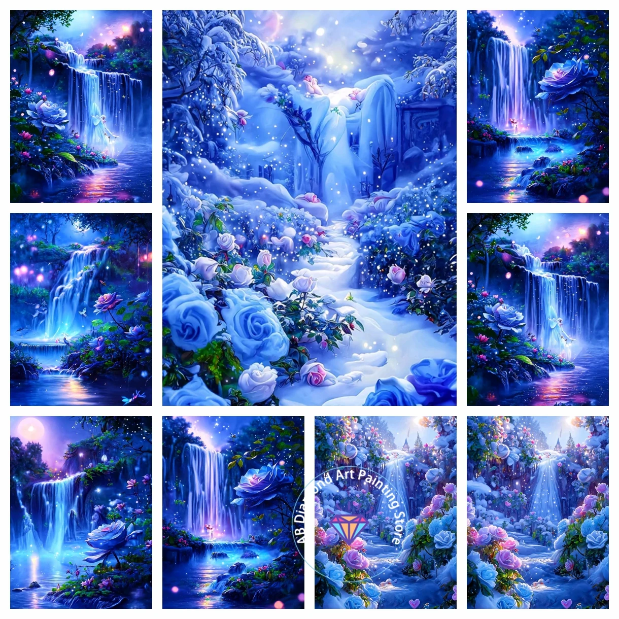 

AB Diamond Painting Kits DIY Art Fantasy Waterfall Rose Starry Sky Scenery Cross Stitch Kit Diamond Mosaic Embroidery Home Decor