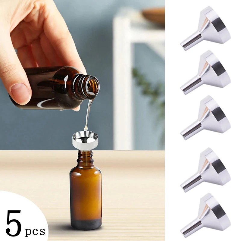 

5Pcs Mini Kitchen Oil Jams Liquid Funnel Metal Funnel Wide Mouth Funnel For Canning Bottles Kitchen Supplies