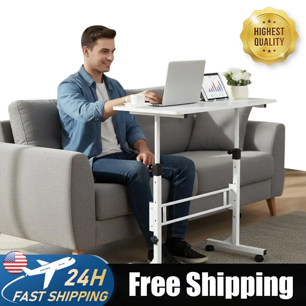 

16x31.5 Inch Standing Desk Adjustable Height Mobile Rolling Computer Desk with Wheels Laptop Desk for Home Office Small Spaces ﻿