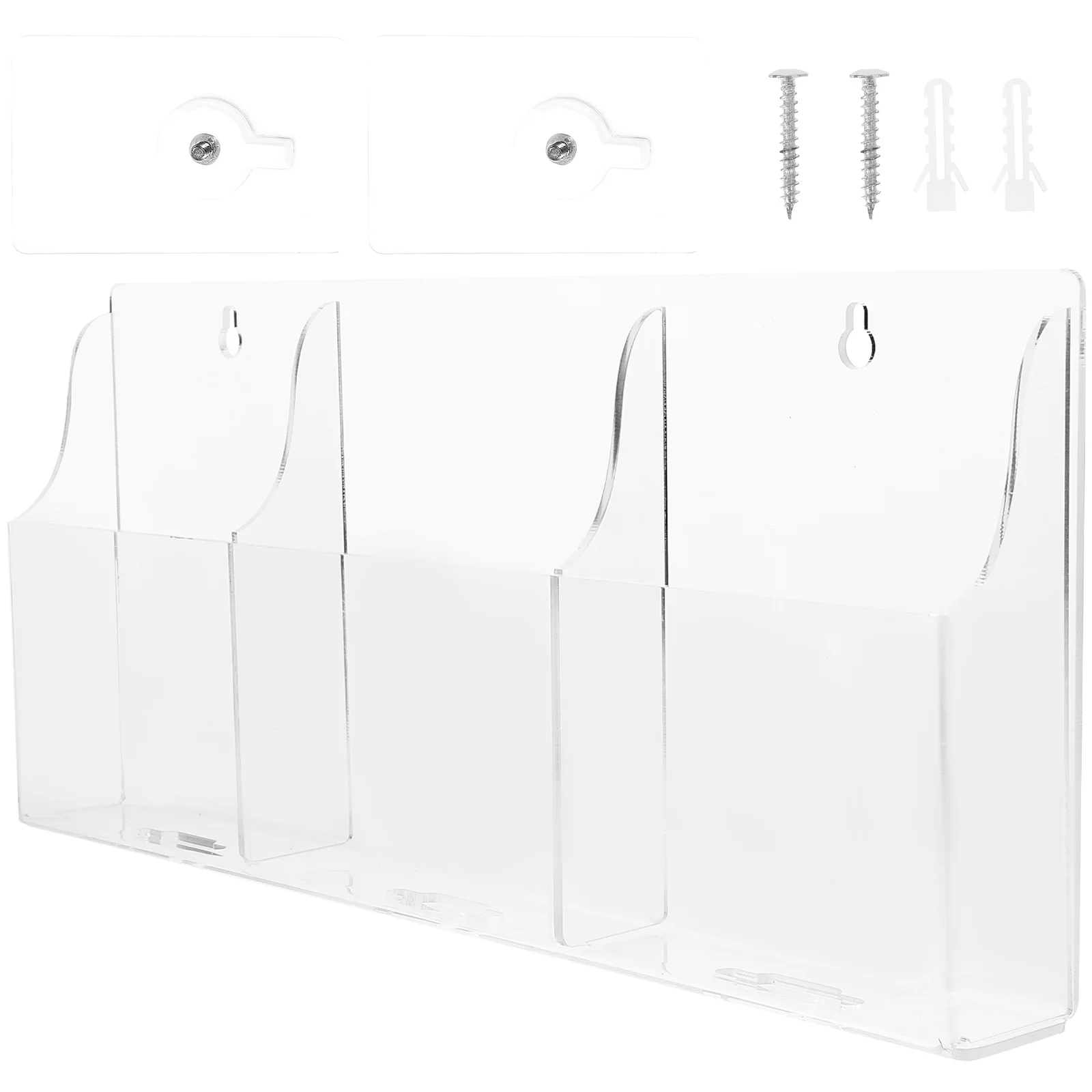 

Acrylic Remote Control Holder Storage Box Phone Charging Wall Mount 3 Sections Clear Organizer Bedroom Living Room Kitchen
