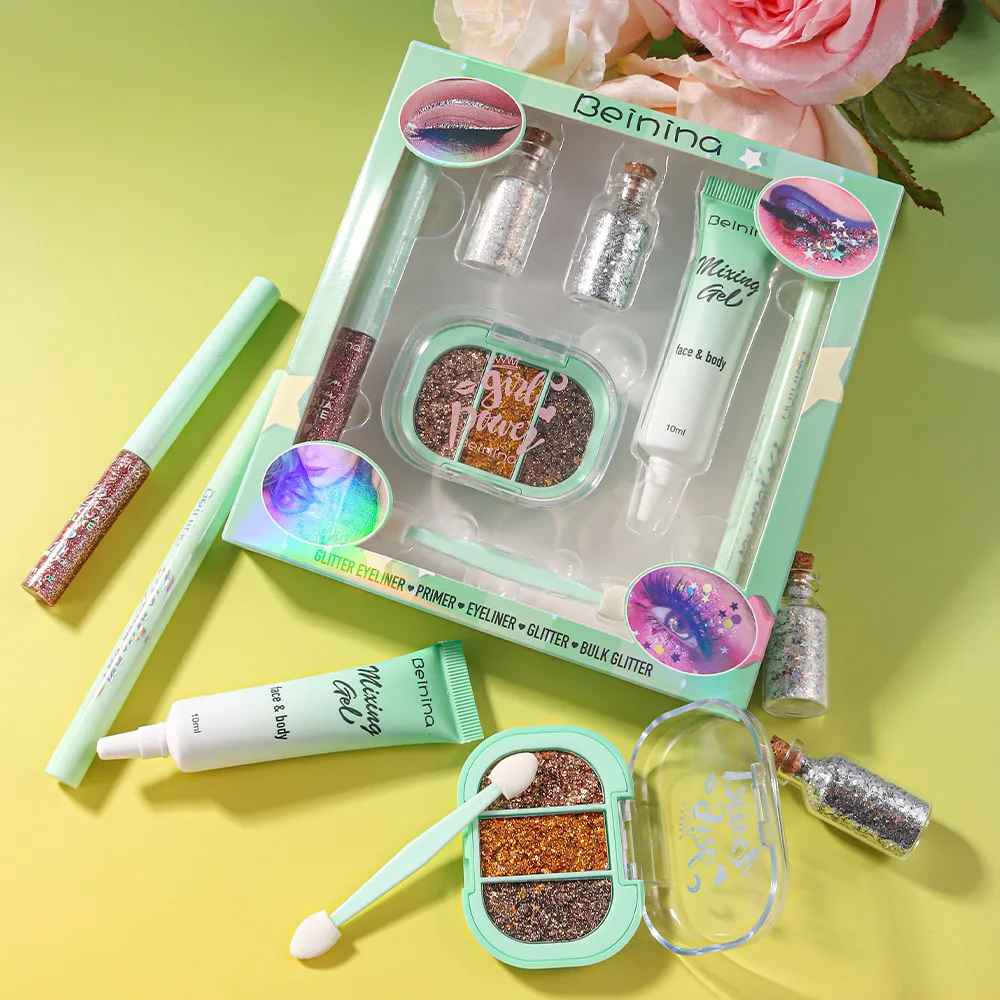 스팽글 글리터 젤 세트 아이라이너 펜슬 브라이트닝 리퀴드 아이섀도 하이라이터 파티 축제 무대 메이크업 화장품