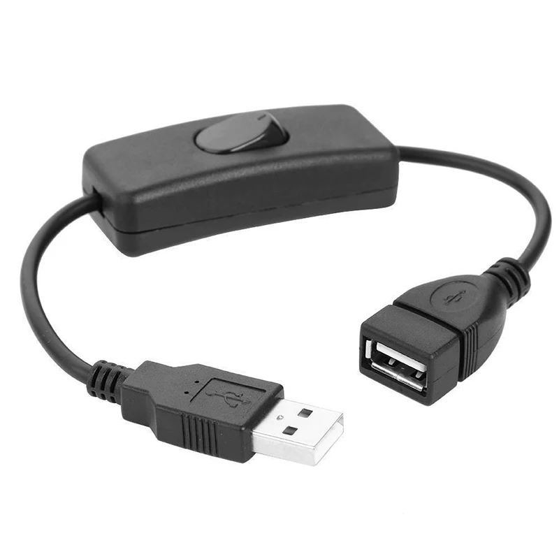 Kabel USB męski na żeński przełącznik ON OFF przełącznik zasilania lampy LED 28cm linia czarna elektronika adapter do konwersji daty