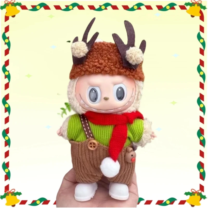 

Для Labubu V2 V1 плюшевая кукла-идол, одежда, рождественский свитер, шляпа, детский подарок, одежда Labubu, Ropa Labubu