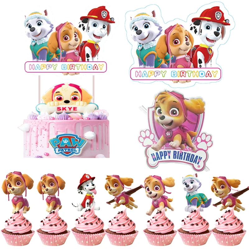 Paw Patrol Birthday Decorating Supplies Happy Birthday Skye Cake Accessories Decoration Stand Party Decoration Gift Toys For Kid