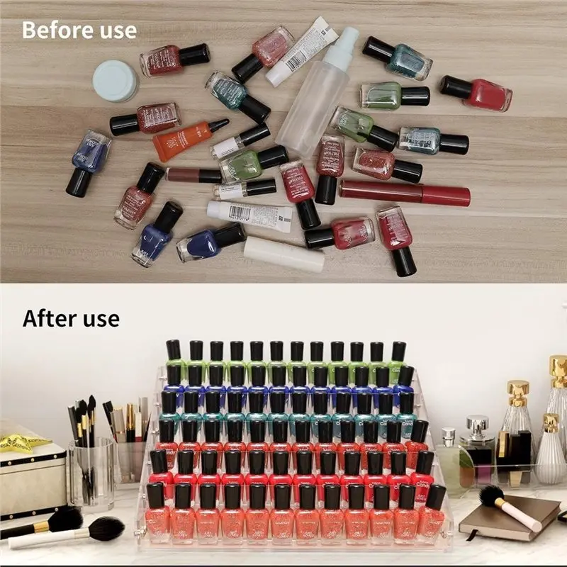 ABIT Multi-Level Acrylic Display Rack, Lipstick Box, Nails Salon Cosmetics Storage Ladder Display Rack