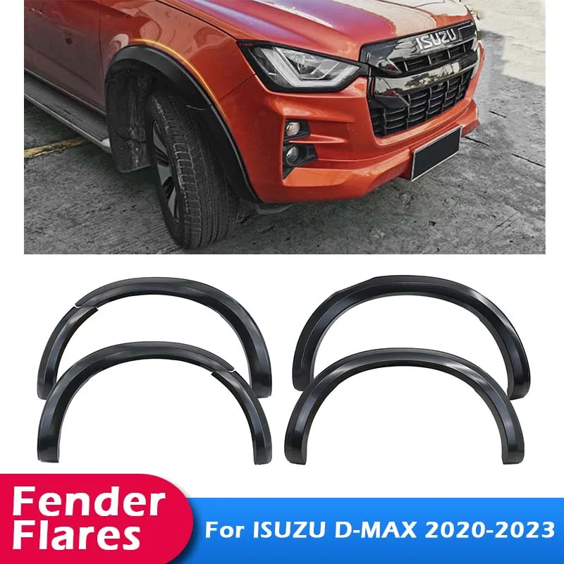 Slim Fender Flares Set Wheel Arch Protector for Isuzu D-Max 2020 2021 2022 2023 4X4 Car Accessories Matte Black Mudguards