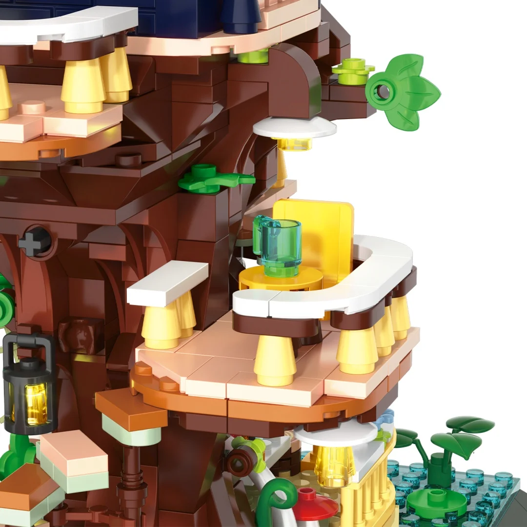 KNEW BUILT ツリーハウス ミニビルディングブロックおもちゃ - DIY 組み立て不要、暇つぶし、家の装飾、女の子や子供の祭りのためのギフト