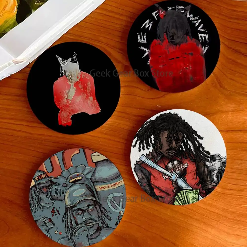 

L-Lucki Rapper Gemini Wood Coaster Set - Heat Resistant For Tea & Coffee, Home Cafe Decor Holiday Gift