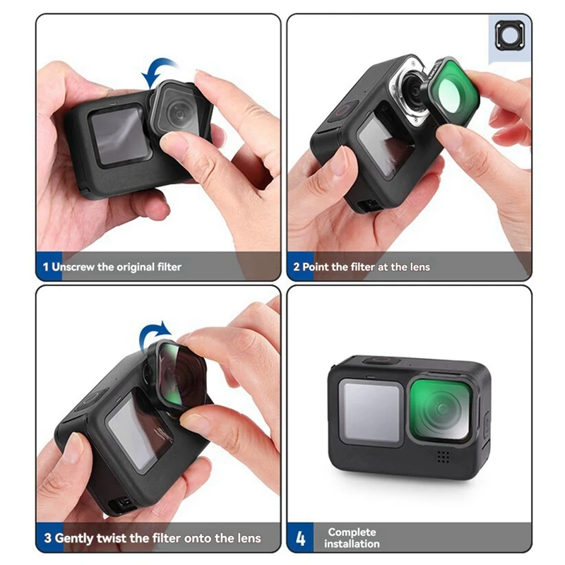 Lente macro 15x para câmera esportiva gopro hero, filtro de close-up, revestimento multicamadas antirreflexo, vidro óptico hd