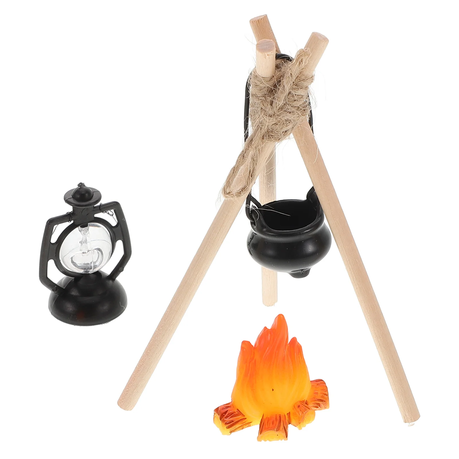 مجموعة Wild Camp إكسسوارات بيت الدمى الصغيرة خيمة نار للأطفال The Snow Fake Wood Campfire Prop Micro Scene