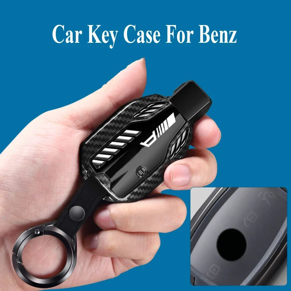 Zinc Alloy Carbon Fiber Car Key Case Cover Keychain For Mercedes Benz AMG A B C E S Class W204 W205 W212 W213 W176 GLC CLA W177