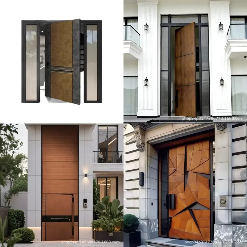Custom Large Cast Aluminum Pivot Door Central Axis Villa Entrance Heavy Duty Rotary Exterior Gate for Modern Home