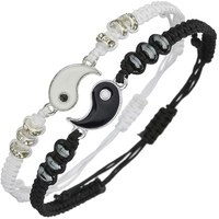 2 PC Jewelry Set Couple Black White Tai Chi Bracelet Rope Adjustable Chain Set Simple Style Daily Wear Jewelry