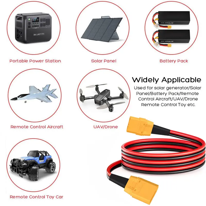 XT90 Male to XT90 Female Cable for Bluetti SolarPlay AFERIY FOSSiBOT Portable Power Station Solar Generatro with XT90 Input Port view 5