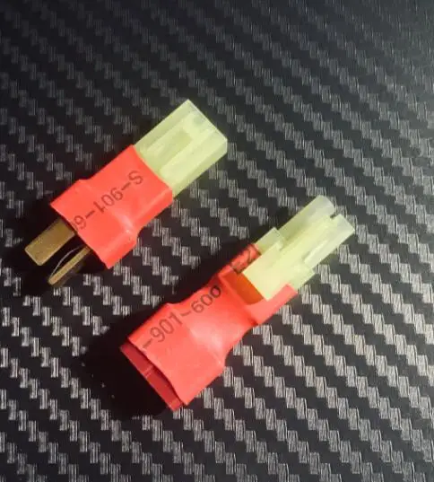 2 Pcs Mini-Tamiya Female to Male T-Plug Deans Adapter - Airsoft Deans to mini Tamiya Connector Male And Female (Red Connectors)