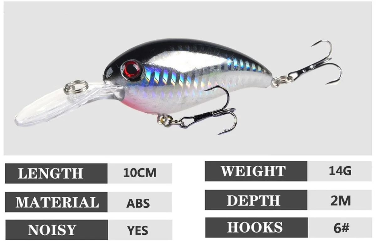1pcs Crank Fishing Lure Artificial Hard Baits 10cm/14g Crankbait Jerkbait Wobbler Fishing Tackle Good Treble Hooks Tackle