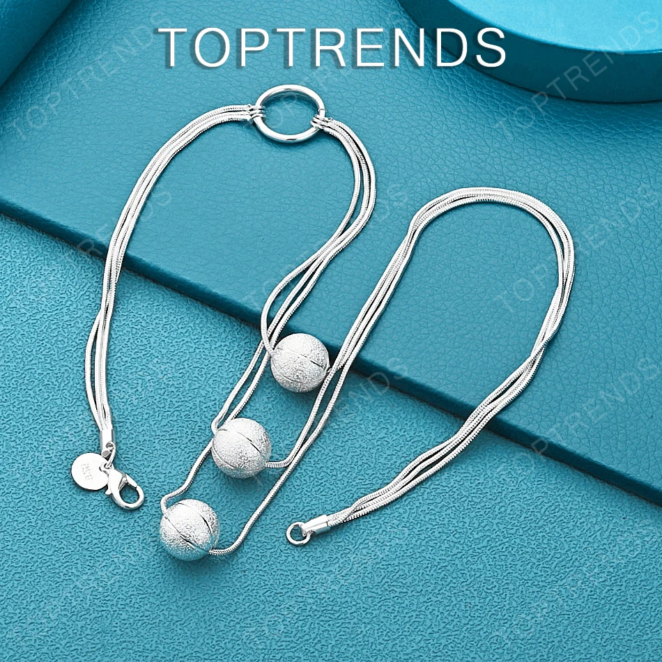 Stylish High Quality 925 Sterling Silver Snake Chain Necklace With Beads Trendy Premium Jewelry Perfect  Women  Party Gift