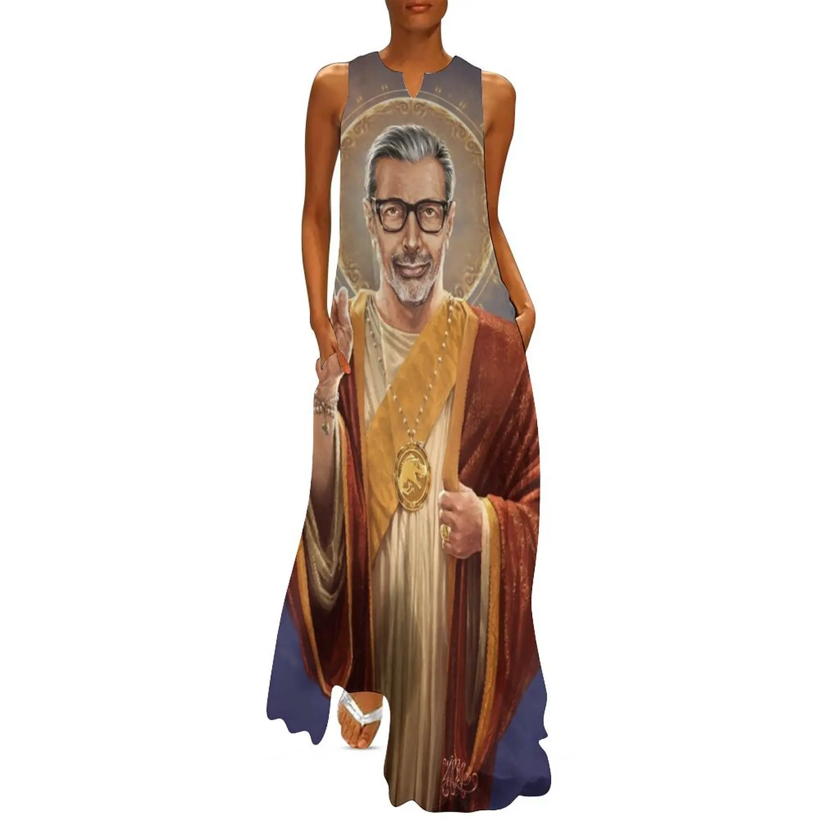 

Saint Jeff of Goldblum, Jeff Goldblum Original Religious Painting Long Dress evening dress clothing women summer 2025 Dress