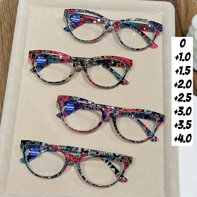

Women's New Fashion Cat-eye Presbyopia Glasses Neutral Fashion Retro High-definition Anti-blue Light Presbyopia Glasses +3.5+4.0