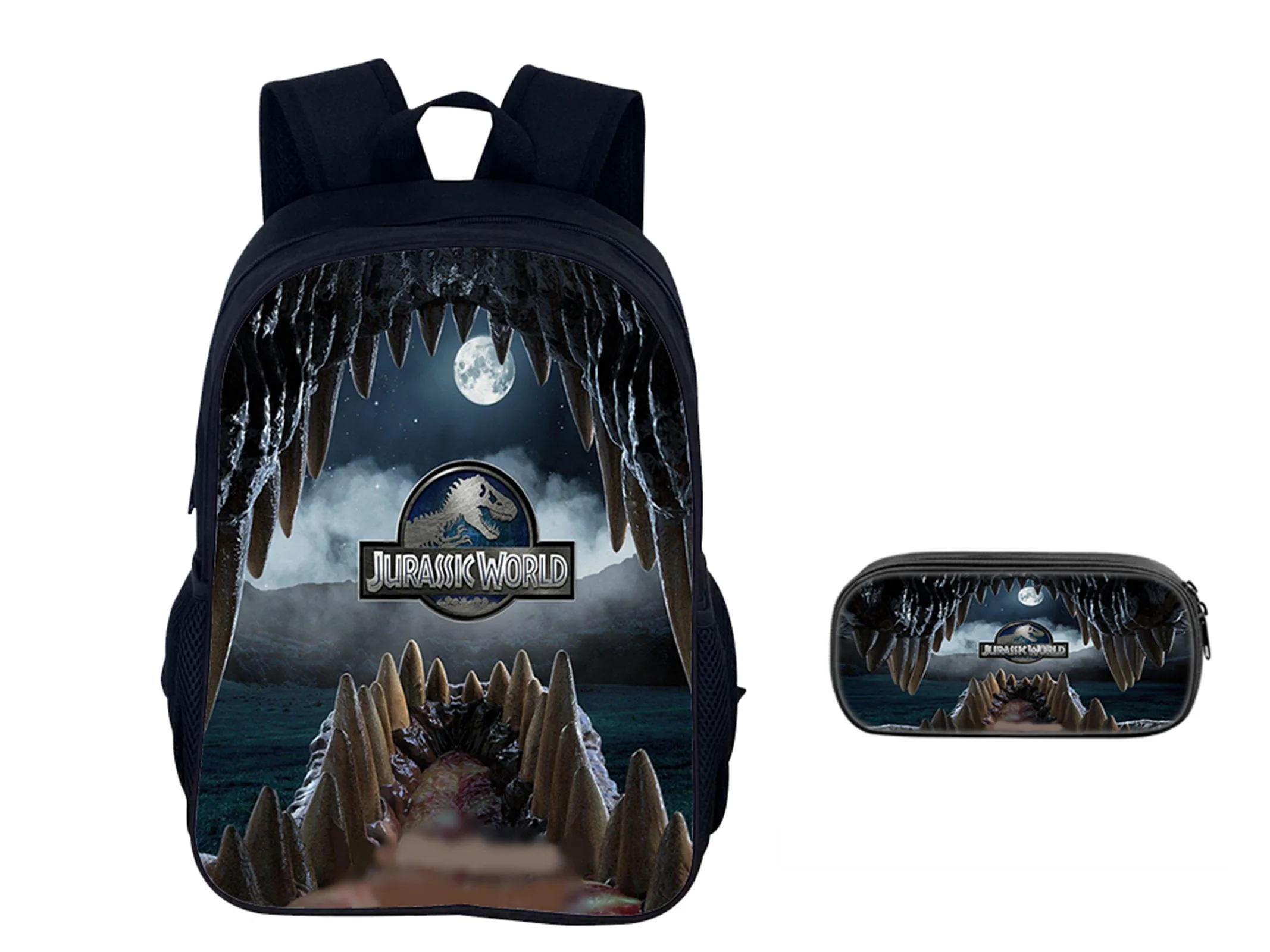 

2 in 1 Knapsack Set-Little Boy Girl Jurassic World Large Backpack and Pencil Case for Unisex Children