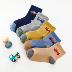 Kids Toddlers Cotton Ankle Socks Cartoon Engineering Vehicle Breathable Spring Autumn Summer Winter Short Socks for Children Boy