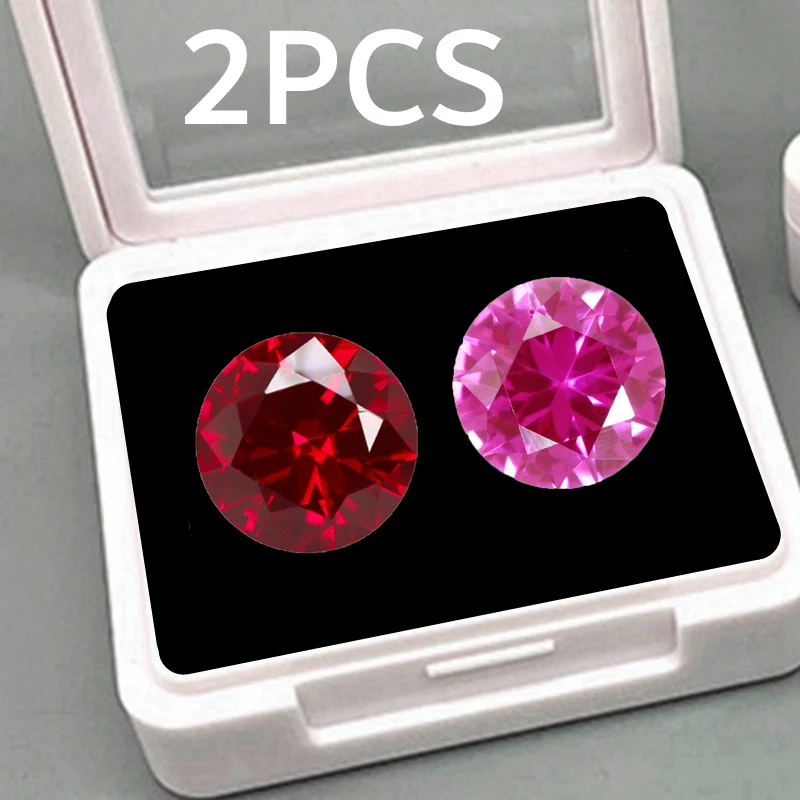 2 Stück/Set, roter Rubin, rosa Rubin, 15,0 mm, großer, runder Schliff, bestanden UV-Test, Mohs-Härte, Edelstein für Schmuckherstellung/Sammlung/Geschenkstein. – Detail 7