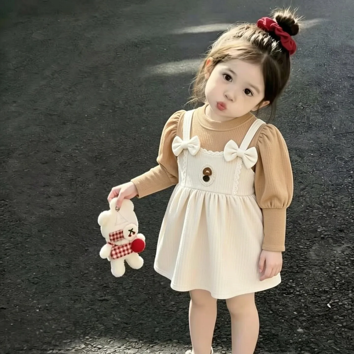2026 Kids Fall Baby Girls Romper Kids Lapel Solid Long Sleeve Jumpsuit Cute Sweet Girls Baby Outerwear