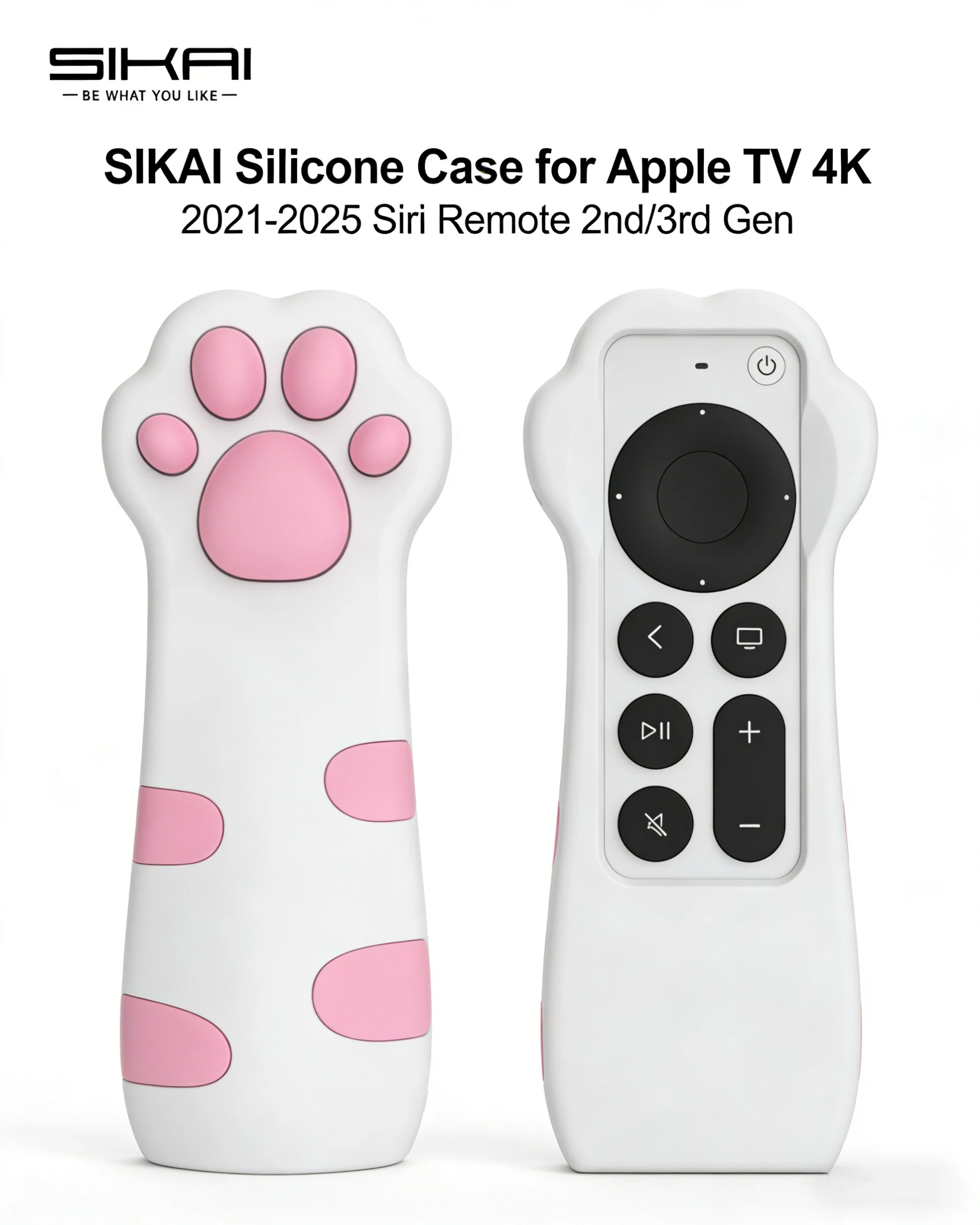 SIKAI Silicone Case for Apple TV 4K 2021-2025 Siri Remote 2nd/3rd Gen with AirTag Holder Fit MJFN3 MW5G3