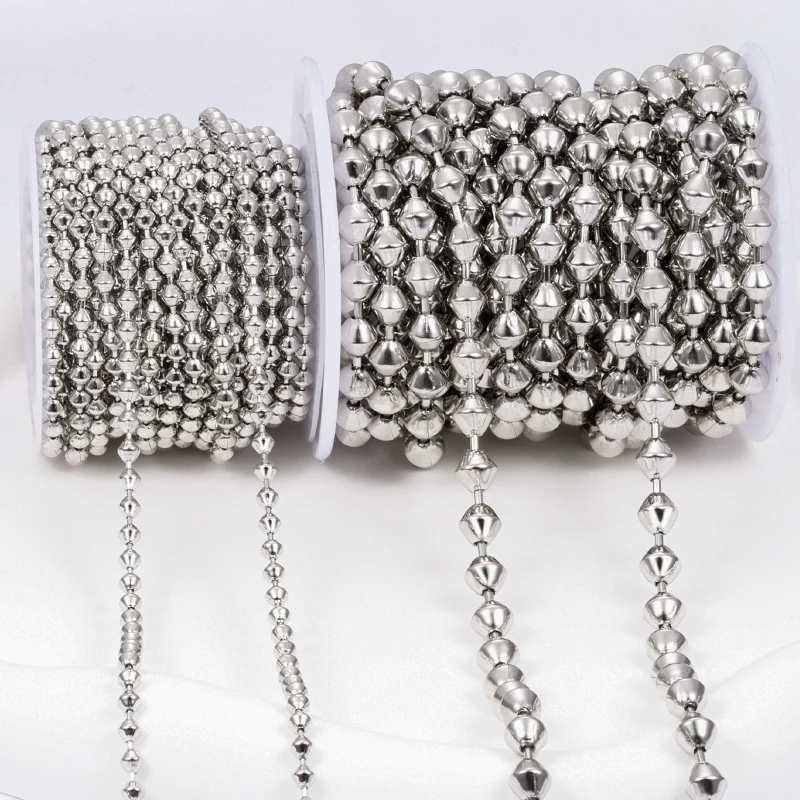 1Meter Stainless Steel 3.2mm 6mm Rhombic Ball Chain For Jewelry Making Supplies DIY Trend Necklace Bracelet Connect Accessorie