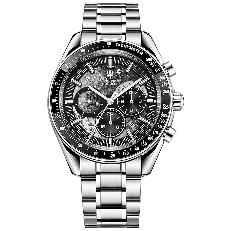 

Мужские механические часы класса люкс Dulunwe: повседневные, водонепроницаемые, классический дизайн, с отображением даты и дня недели, стильные автоматические часы
