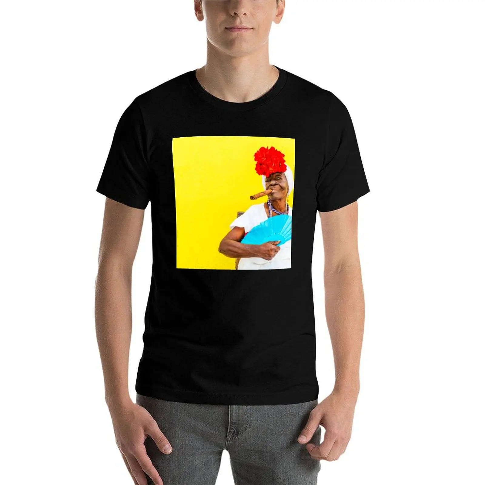 Cuban Woman In Havana With Cigar T-Shirt t shirt men 100% cotton luxury brand t shirts for man cotton soft T-Shirt view 3