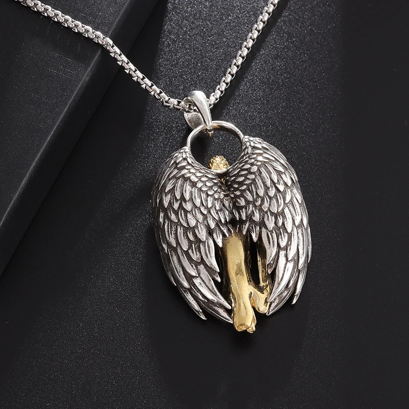 Fashionable Guardian Angel Wings Crystal Ball Necklace Archangel Saint Gabriel Paladin Pendant Men Women Jewelry Couples Gifts