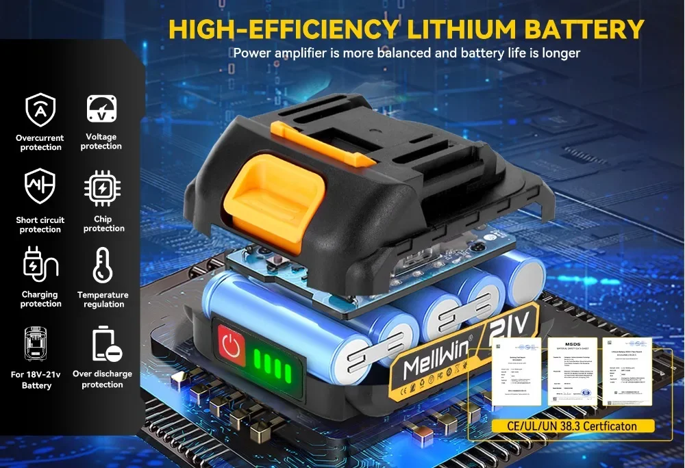 MELLWIN 300000RPM Bürstenloser Elektrischer Turbo-Jet-Lüfter Handgehaltener Laubbläser Staubreiniger für Makita 18V Akku – Detail 22