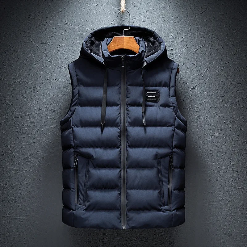 MAIDANGDI Men\'s sleeveless vest jacket winter fashion men\'s cotton padded vest jacket men\'s standing collar warm vest clothing