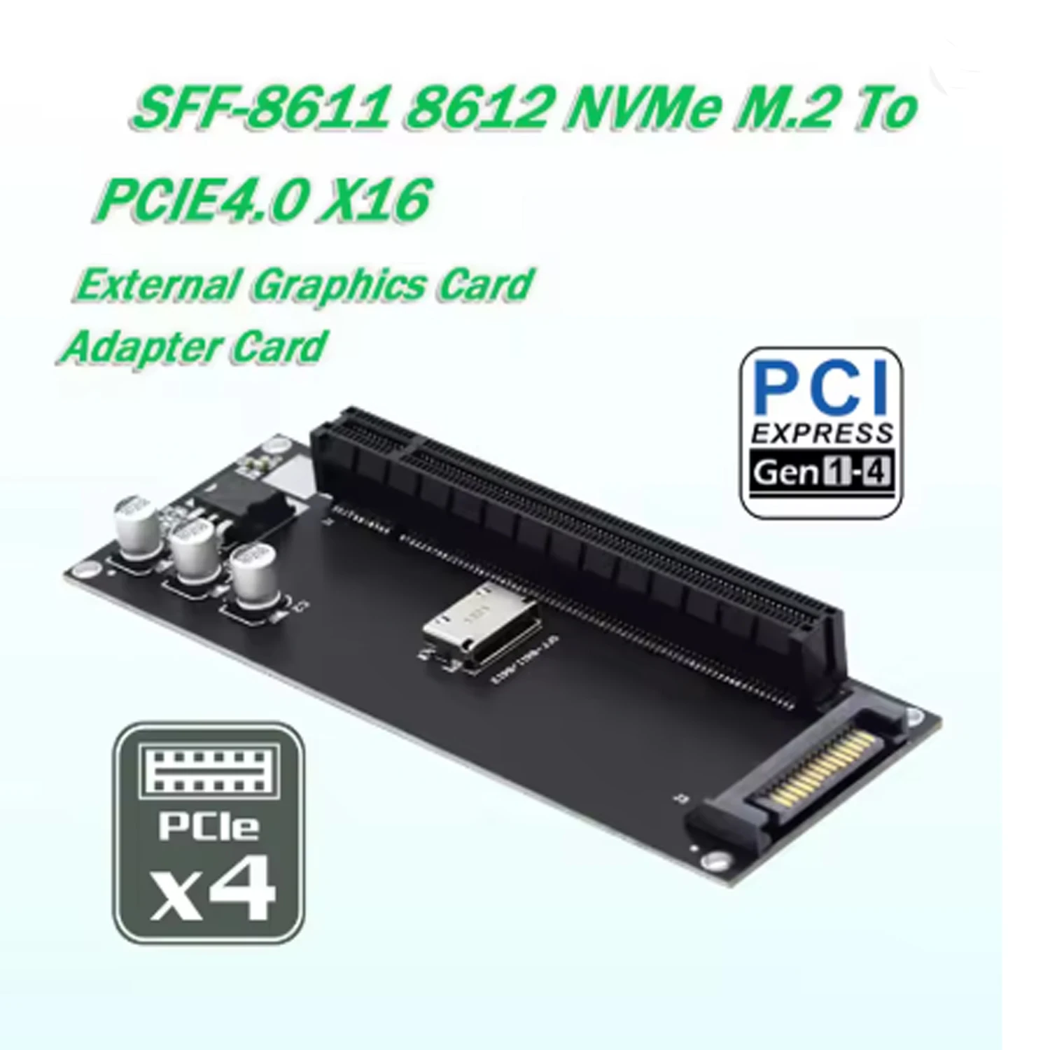 Oculink 4x SFF-8612 SFF-8611 to PCI-E NVME M.2 Kit NGFF M-Key Adapter Card for Mainboard Graphics Card