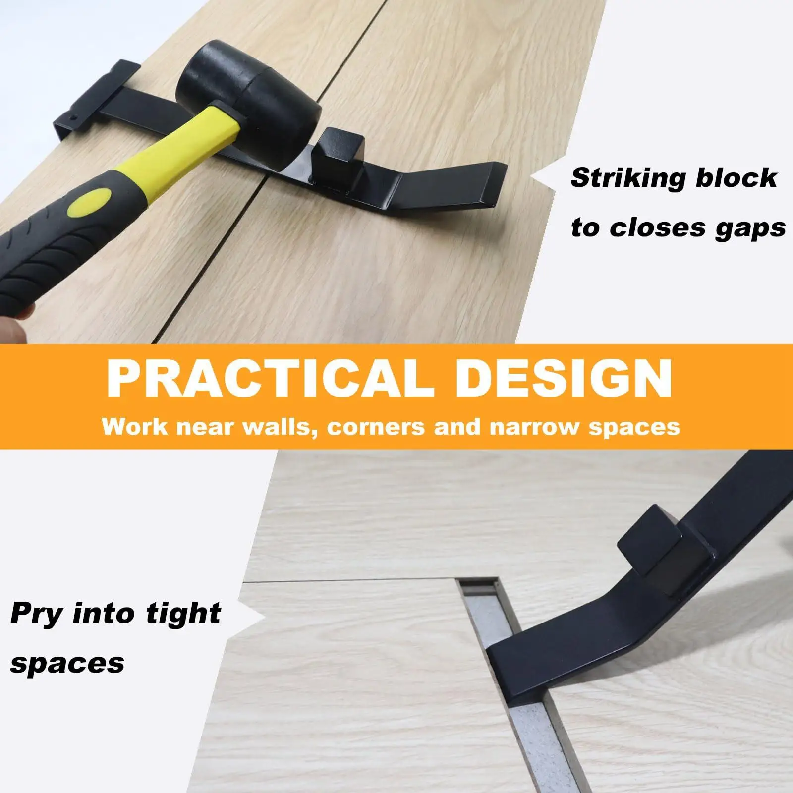 Durable Steel Duty Pull Bar Beveled Leverage Tool with Full Felt Pad for Wood Laminate Floor Installation Accessory