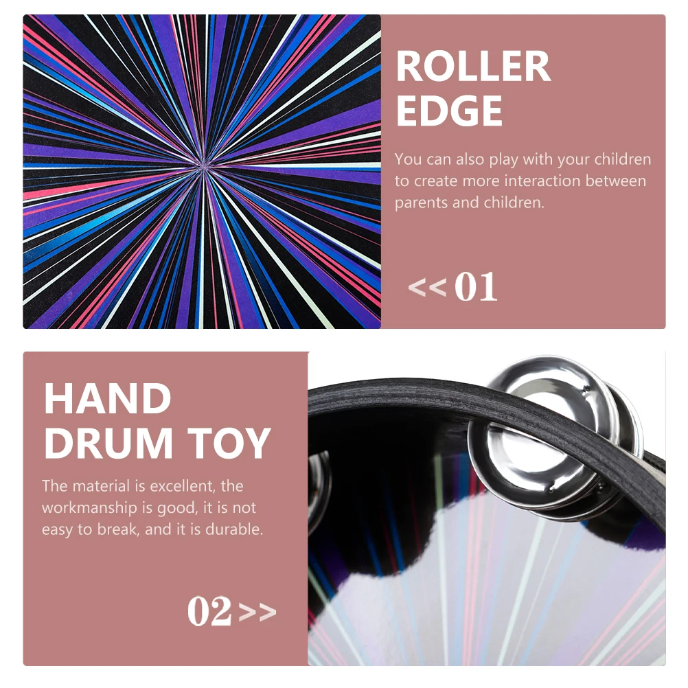 

Hand Bell Drum Kids Toys Two Sided Solid Wood Handheld Instrument Percussion Tambourine Child Play