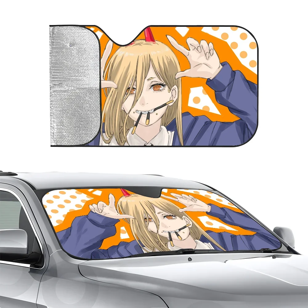

Power C-Chainsaw Man Car SunSha, теплоизоляционная алюминиевая пленка, лобовое стекло, солнцезащитные козырьки, блоки УФ-лучей, автомобильный солнцезащитный козырек