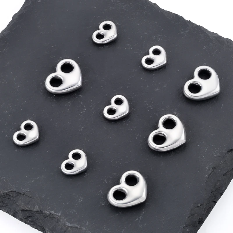 

5 шт., подвесной разъем в форме сердца из нержавеющей стали, двойное отверстие для изготовления ювелирных изделий, материалы, браслеты «сделай сам», ожерелья, аксессуары, поставки