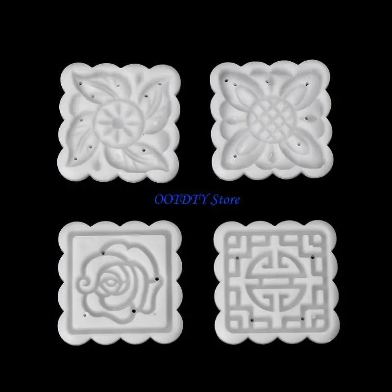 367A 5Pcs Stamps 50g Square Flower Moon Cake Mold Mould Past