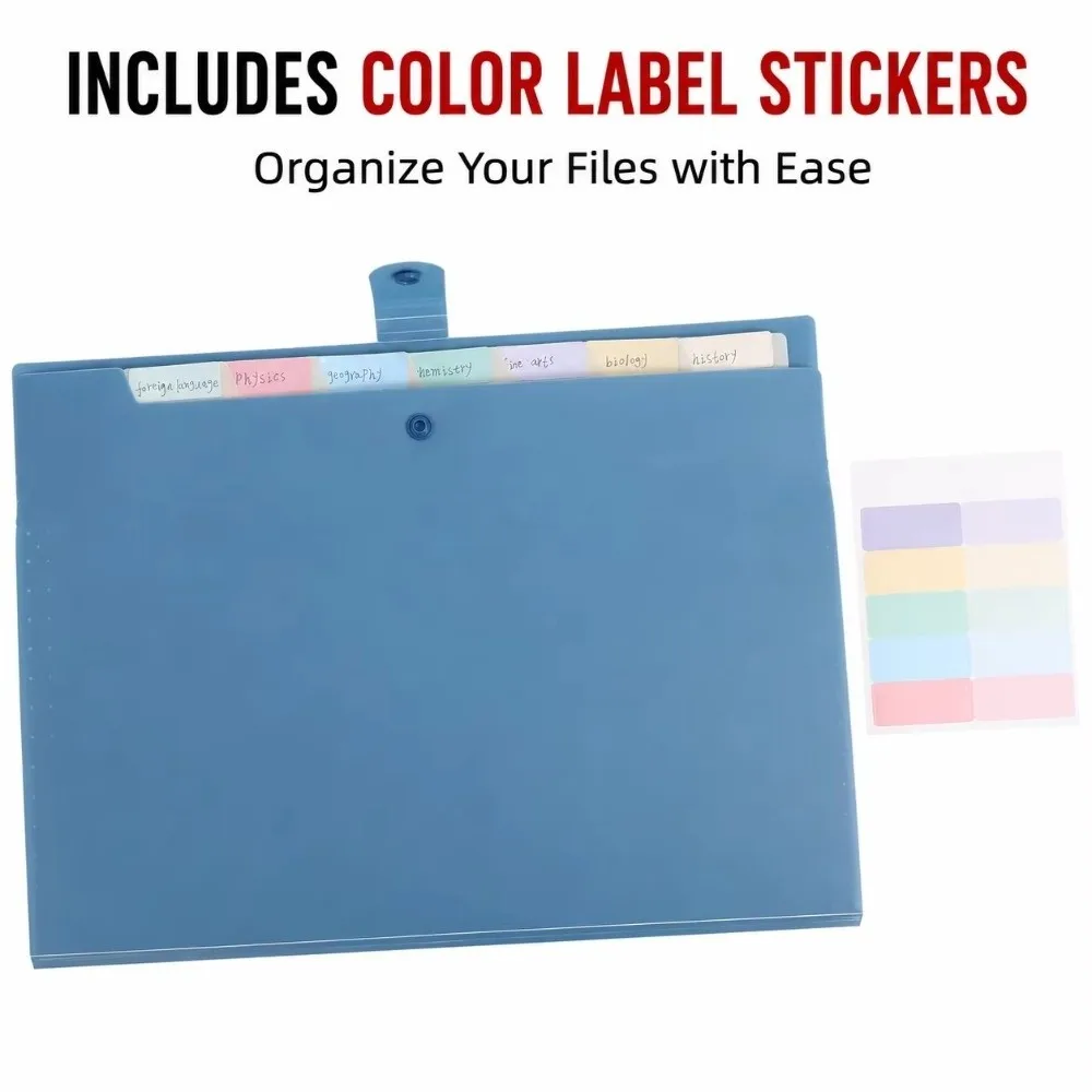 A4 Size Accordion Folder 8/12 Pockets Macaron Color File Organizer With Labels Sturdy Classification File Folder Office Use