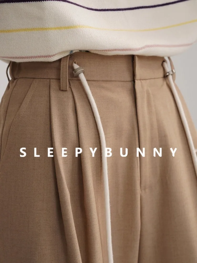 العصرية فضفاضة عالية الخصر السراويل النساء الخريف الكاكي الرباط بنطال ذو قصة أرجل واسعة عادية شيك قيعان طويلة الشارع الشهير الزي اليومي