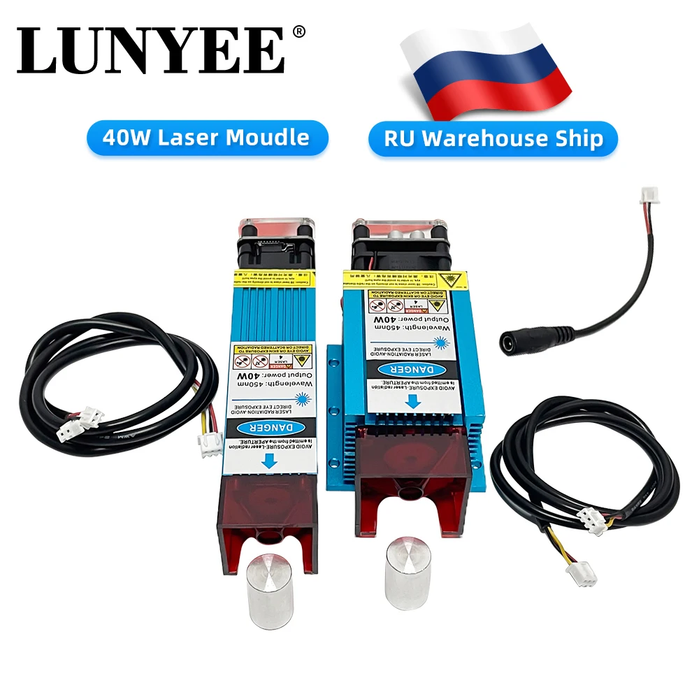 450nm 40W Blue Laser Module Fixed Focus Laser Head Laser TTL Module Set For Laser Engraver Machine Wood Marking Cutting Tool