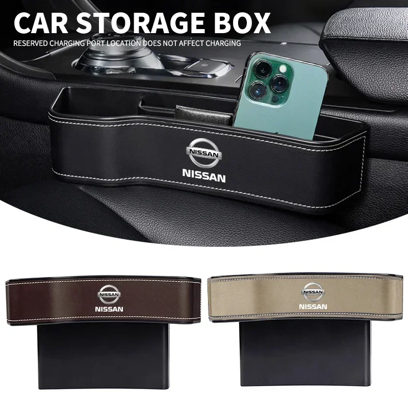 Car Seat Crevice Storage Box Seat Gap Slit Pocket Catcher Organizer For Nissan X-trail Almera Qashqai Tiida Auto Accessories