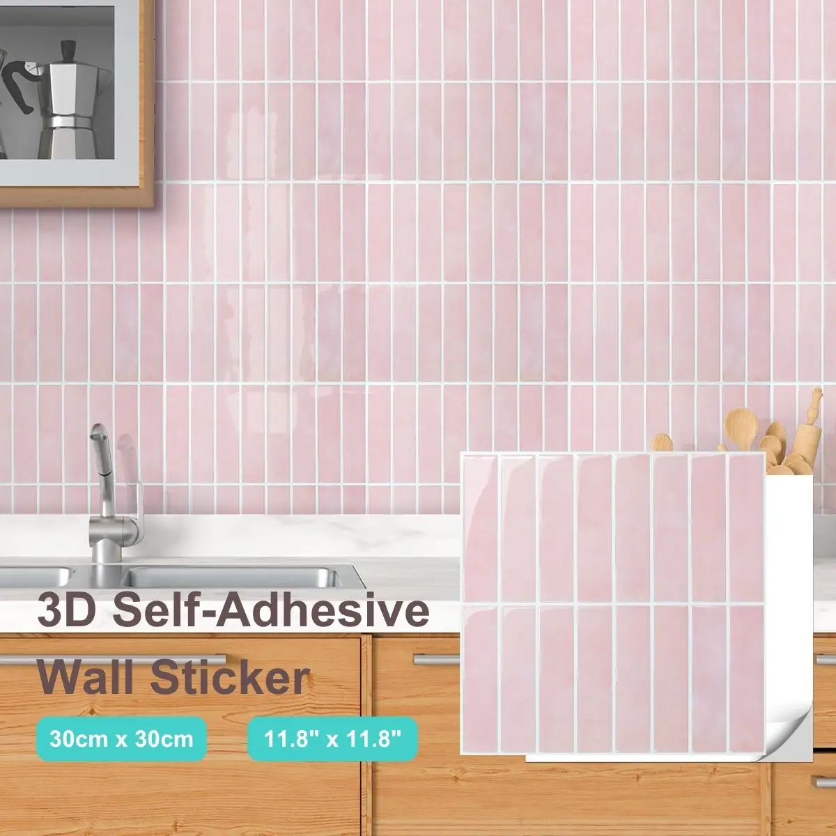 10 adesivi murali in vinile 3D rosa, a forma lineare, autoadesivi, impermeabili, resistenti al calore e all’usura, facili da applicare, ideali per soggiorno, camera da letto e altri ambienti.