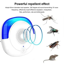 Sonic Pest Repeller Electronic Mouse Rat Reject Control 360 Degree Sound Wave Deterrent Fly Mice Warehouse