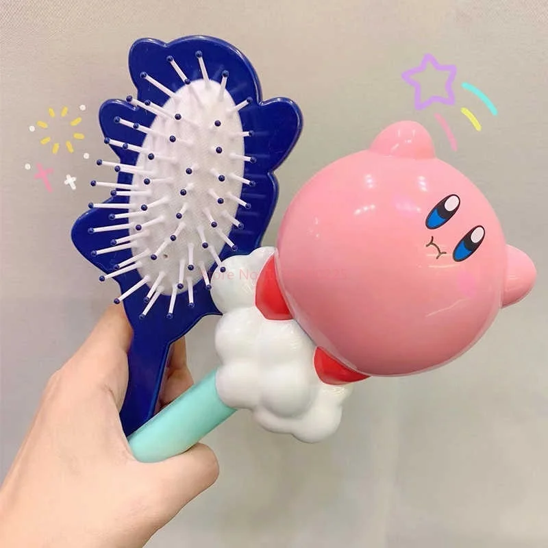 Peines con cojín de aire Kirby para mujer, peine para masaje del cuero cabelludo, cepillo para el cabello, peine antiestático antienredos de dibujos animados para niños, regalos de estilismo para el cuidado del cabello