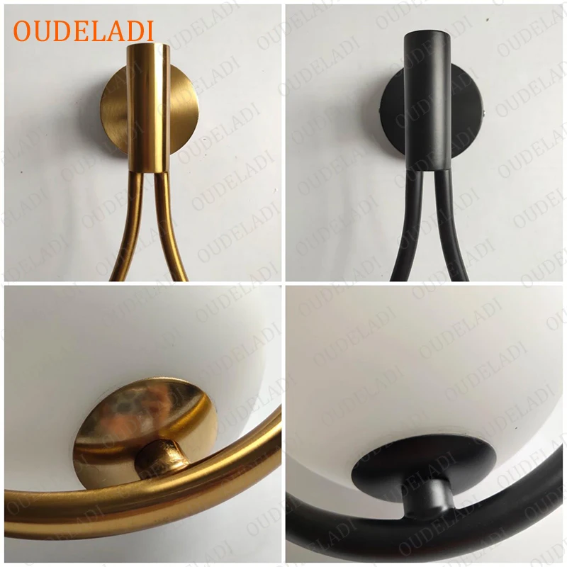 Imagem -05 - Moda Nórdica Sala de Estar Lâmpadas Parede Bronze Minimalista Bola Vidro Luz Parede Quarto Cabeceira Decoração Luminárias