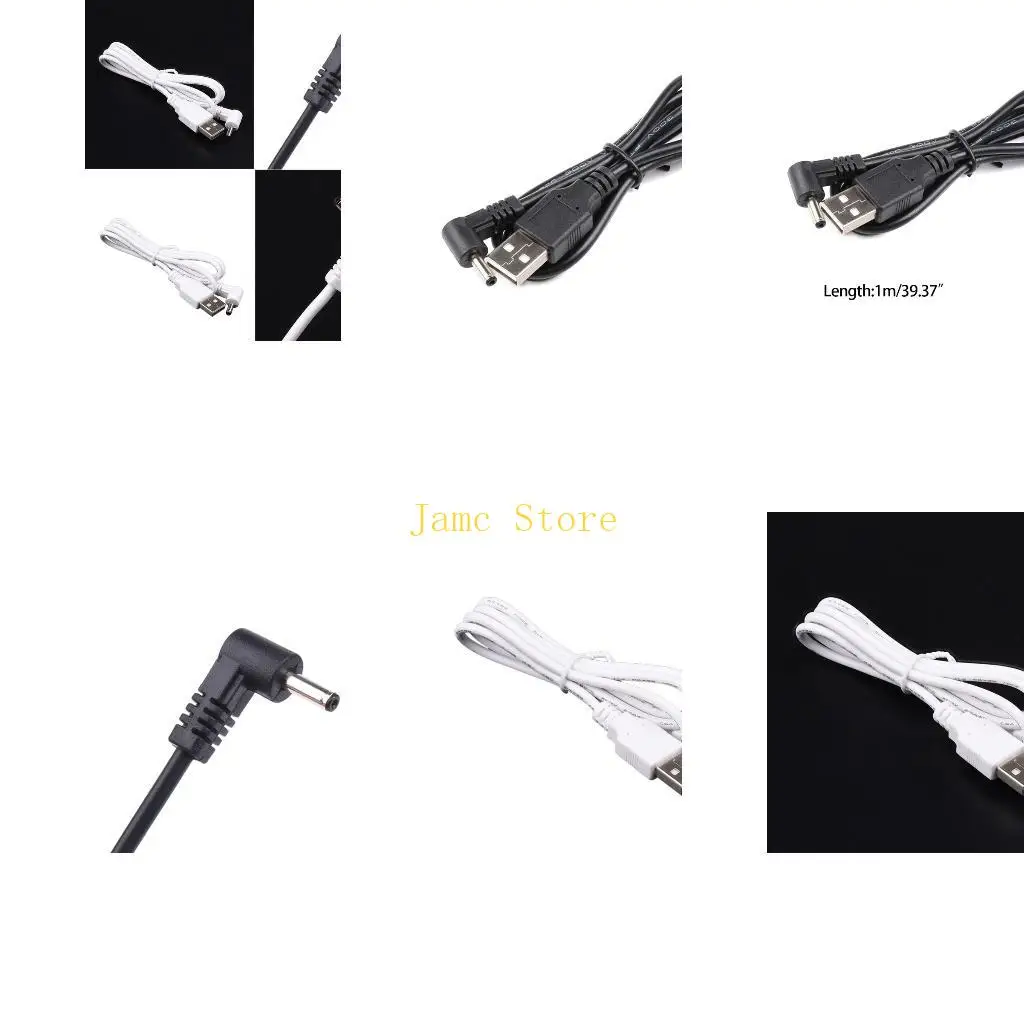 LX0B USB to for DC Power Cable 5V for DC Charging Cable Power Cord with Elbow Plug for Router Mini Fan Speakers