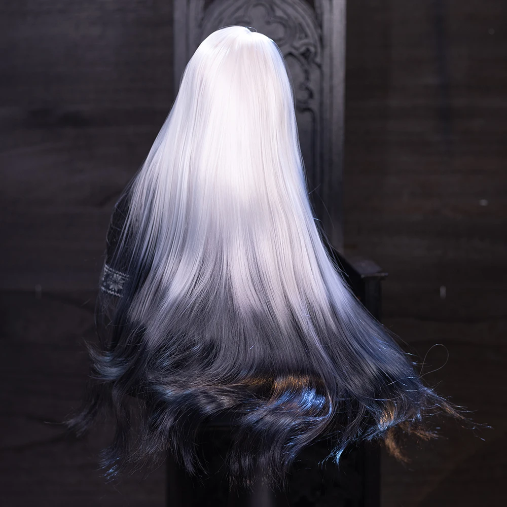 Peruca bjd 1/3 1/4 1/6, peruca de boneca bjd, cabelo longo e liso, acessórios de boneca bjd, tinta preta e branca, peruca sintética